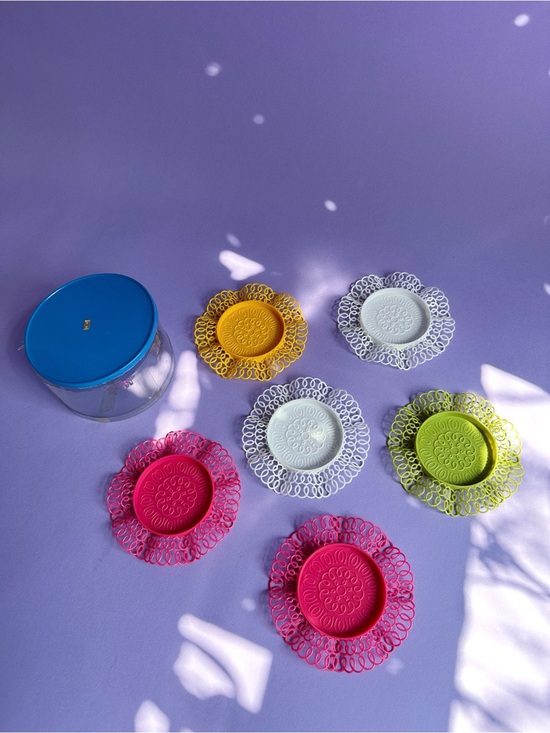 Other - Vintage Lustro-Ware Plastic Lace Ruffled Edge Coasters Set of 6 Original Box